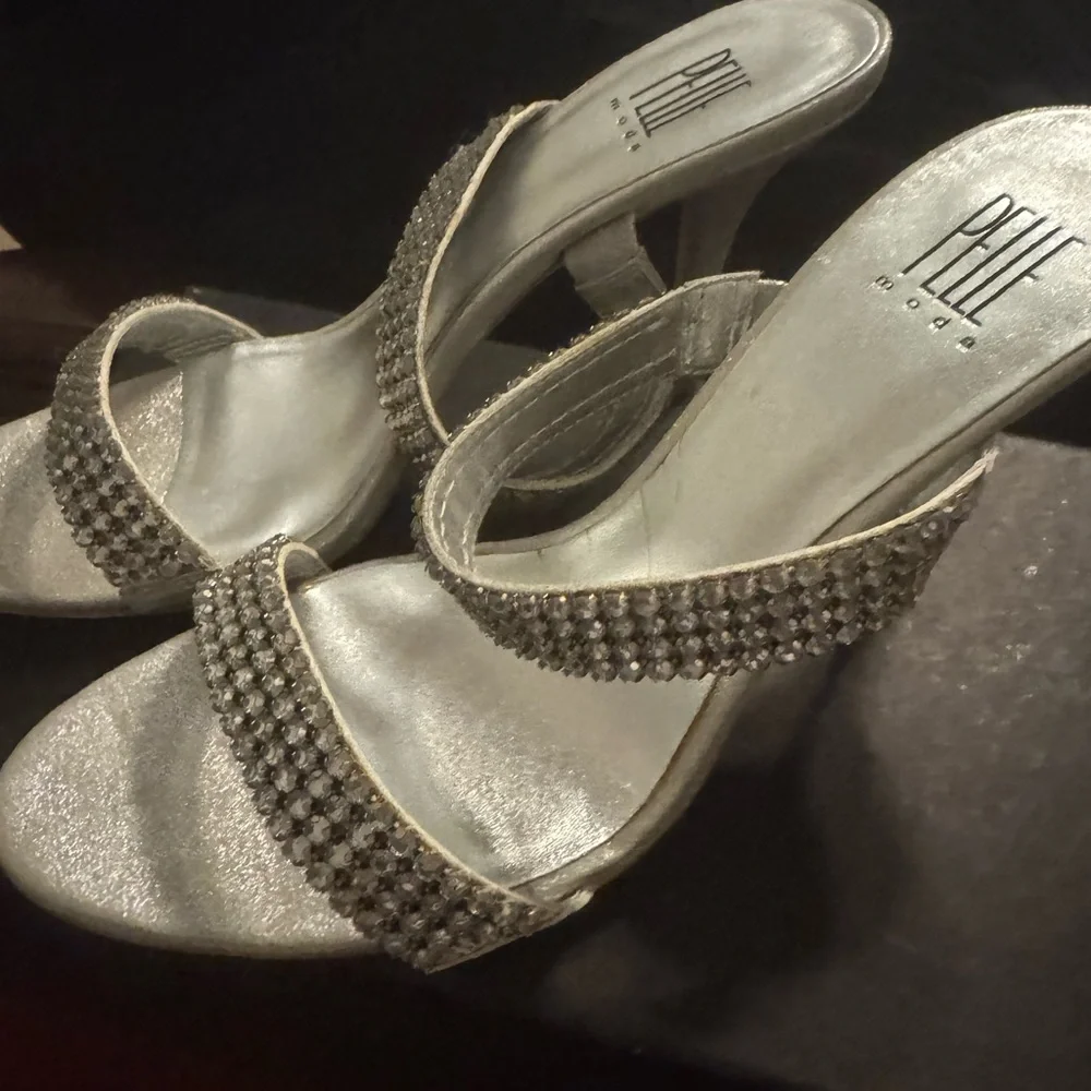 Pelle Moda Silver Rhinestone Heels - Picture 4 of 6